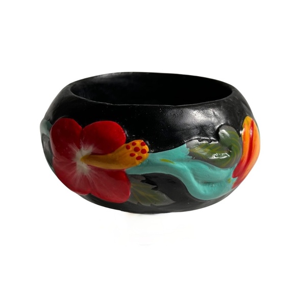 Vintage Hand Painted Wood Bangle Bracelet - Picture 3 of 7